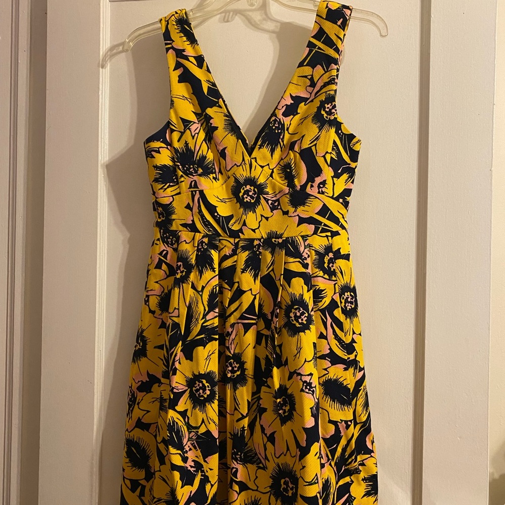 J.CREW Floral Print Midi V-Neck Dress